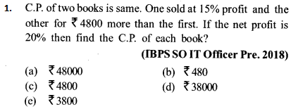 Profit and Loss Questions for IBPS SO 1