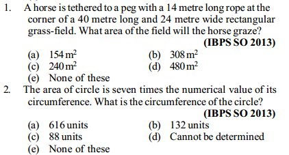 Area and Perimeter Questions for IBPS SO 11