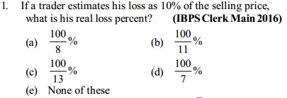 Profit and Loss Questions for IBPS Clerk 1
