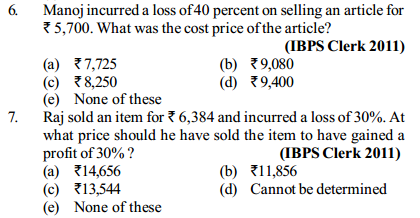 Profit and Loss Questions for IBPS Clerk 8