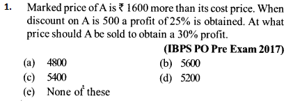 Profit and Loss Questions for IBPS PO 1