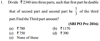 Ratio and Proportion Questions for SBI PO 22