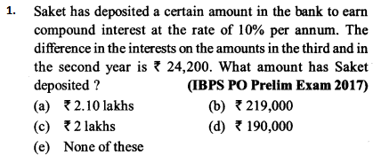 Simple Interest and Compound Interest Questions for IBPS PO 1