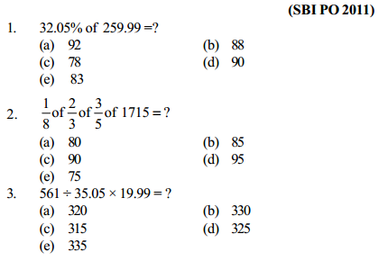 Approximation Questions for SBI PO 13