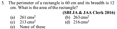 Area and Perimeter Questions for SBI Clerk 10