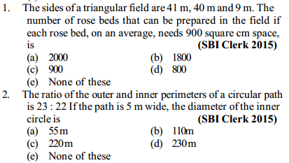Area and Perimeter Questions for SBI Clerk 12