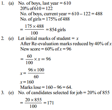 Percentage Questions for SBI Clerk 12