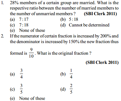 Percentage Questions for SBI Clerk 14