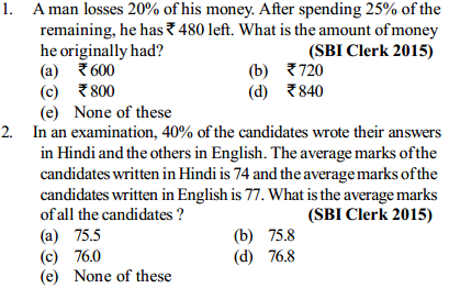 Percentage Questions for SBI Clerk 5