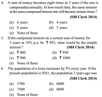 Simple Interest and Compound interest Questions for SBI Clerk 12