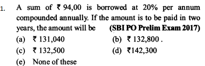 Simple Interest and Compound interest Questions for SBI PO 4