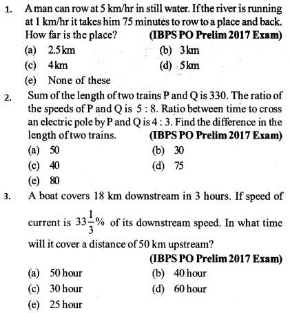 Time, Speed and Distance Questions for IBPS PO 1