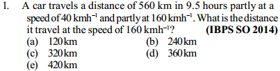 Time, Speed and Distance Questions for IBPS SO 5